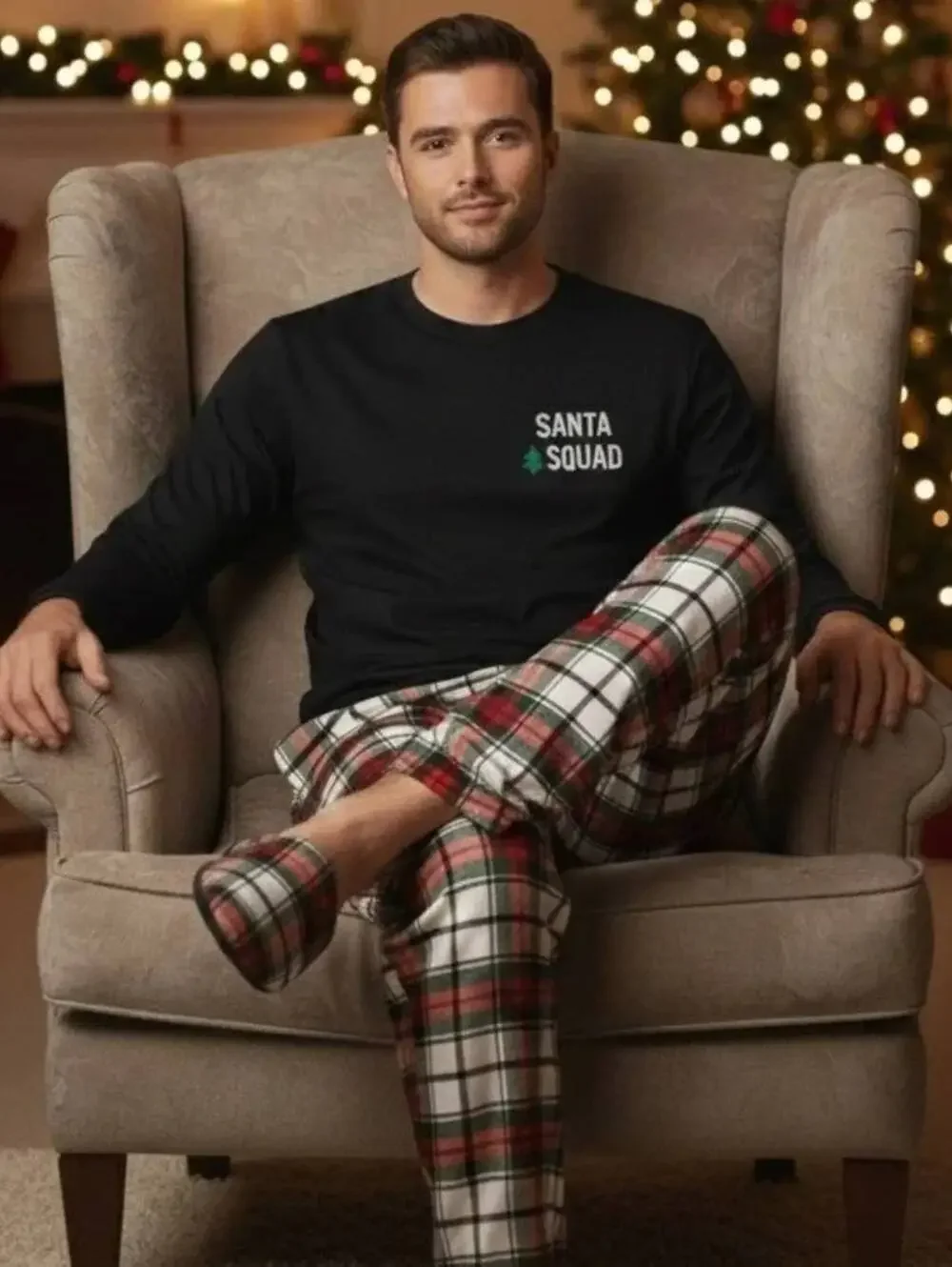 NEW North Pole Trading Co Medium Santa Squad Christmas Red Black Plaid Sleepwear